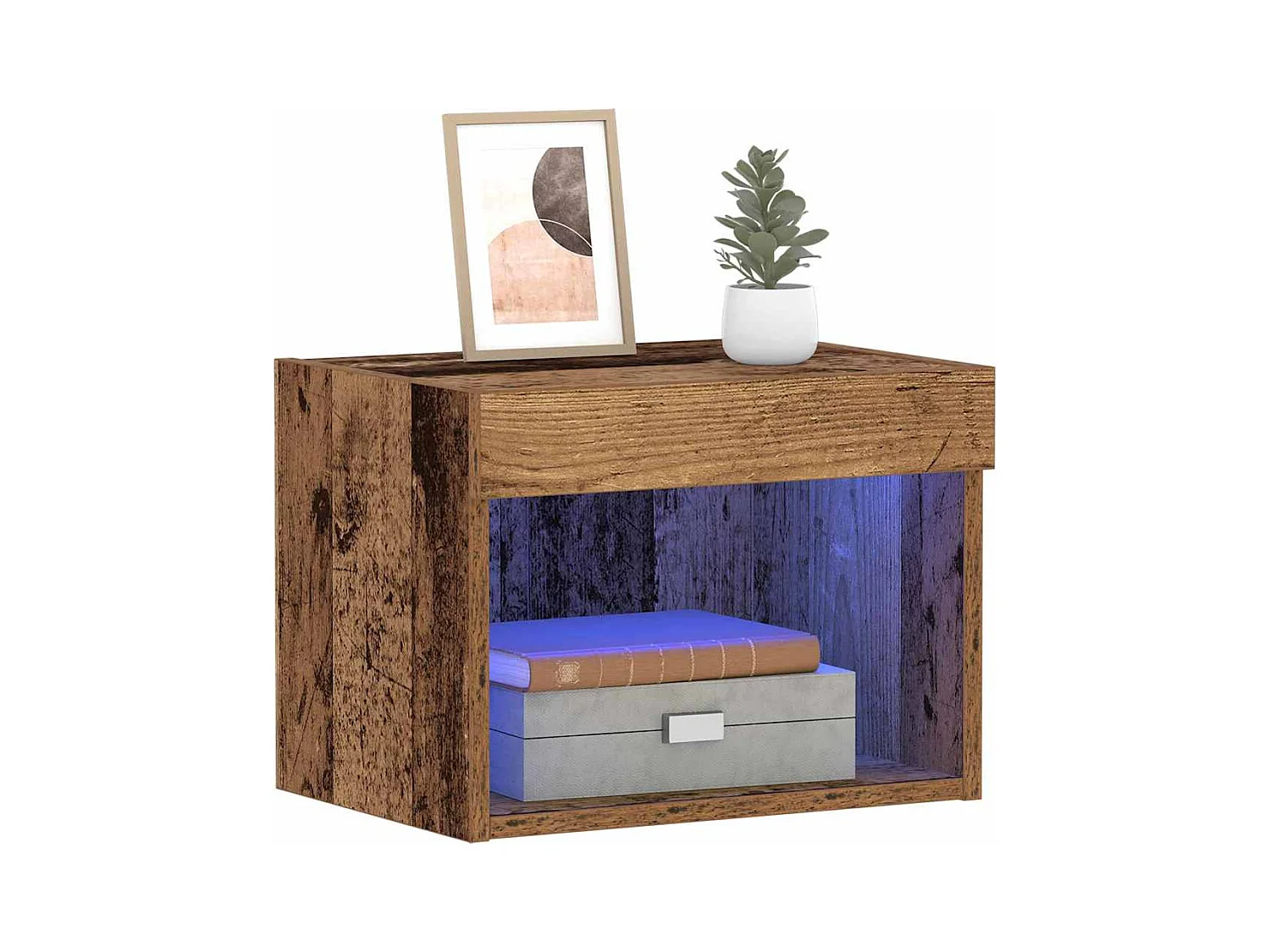 Buffet | Bahut | Meuble de rangement mural avec lumières LED en vieux bois 40x30x30 cm