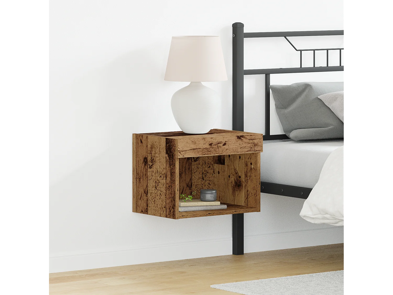 Buffet | Bahut | Meuble de rangement mural avec lumières LED en vieux bois 40x30x30 cm