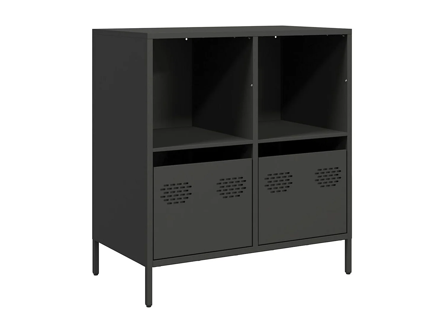 Credenza | Buffet | Armadio Nera 68x39x73,5 cm in Acciaio Laminato a Freddo