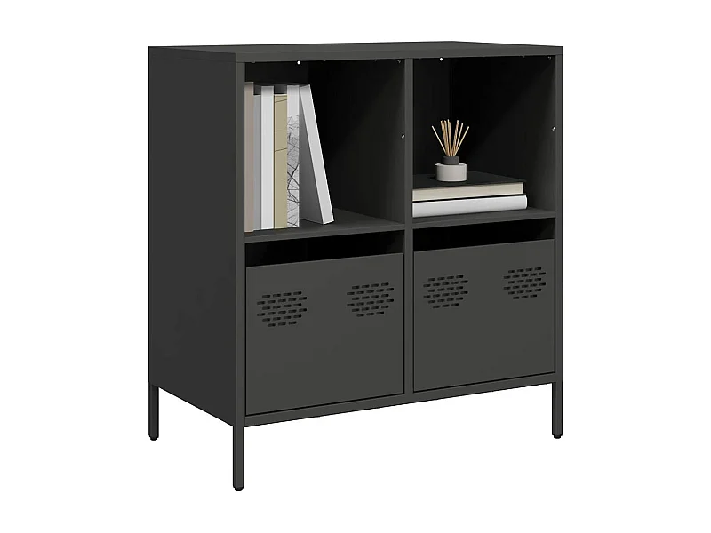 Credenza | Buffet | Armadio Nera 68x39x73,5 cm in Acciaio Laminato a Freddo