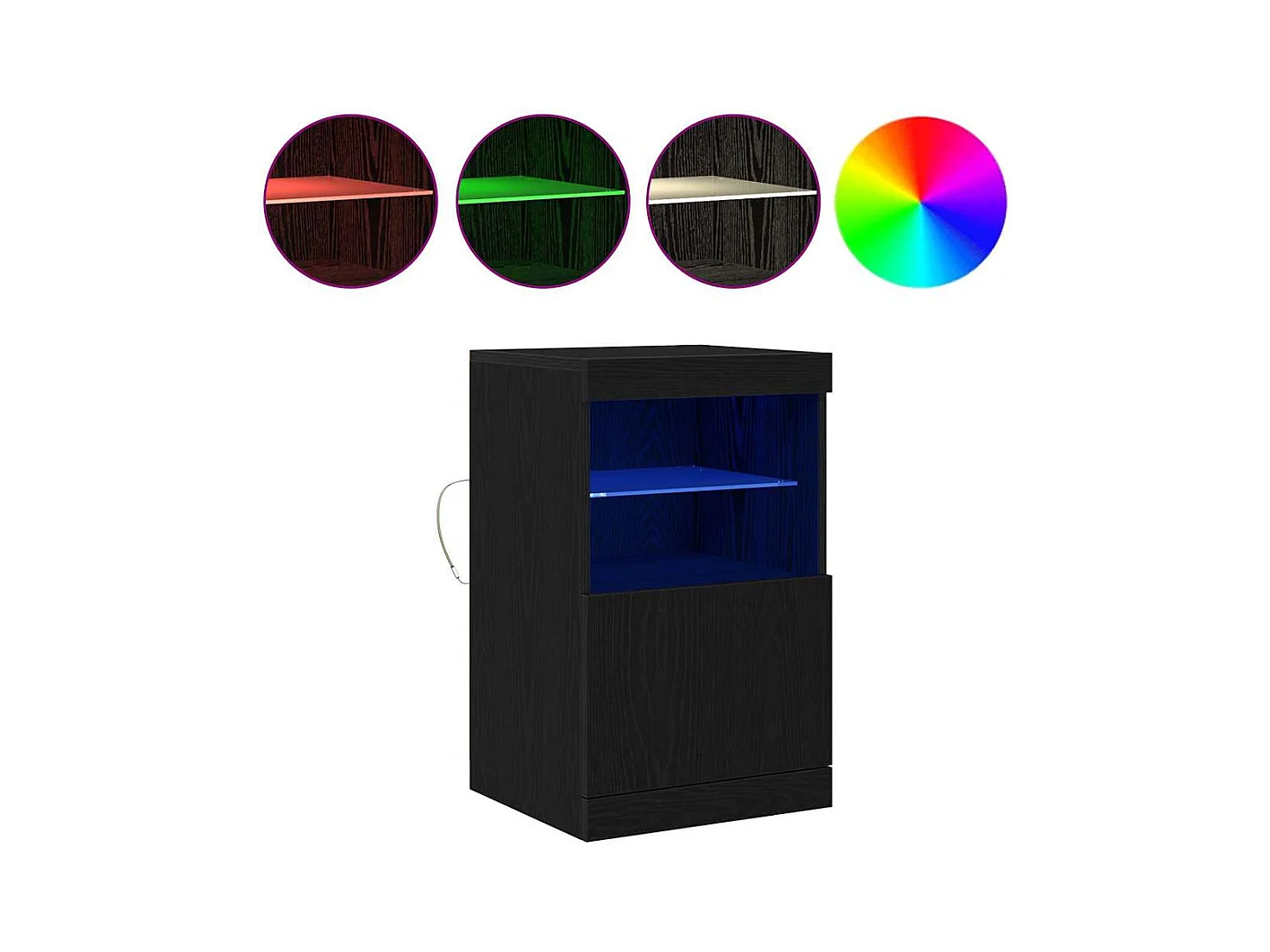 Buffet | Bahut | Meuble de rangement avec éclairage LED Chêne noir 41x37x67 cm