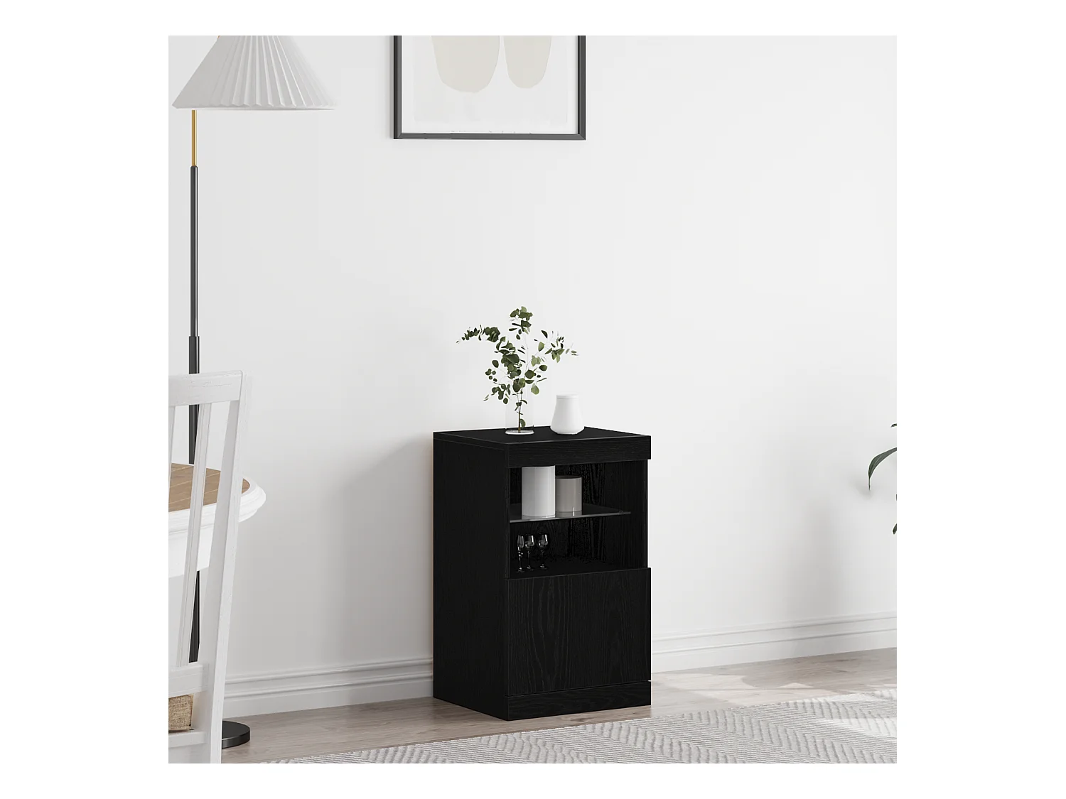 Credenza | Mobile | Armadio con luci LED Rovere Nero 41x37x67 cm