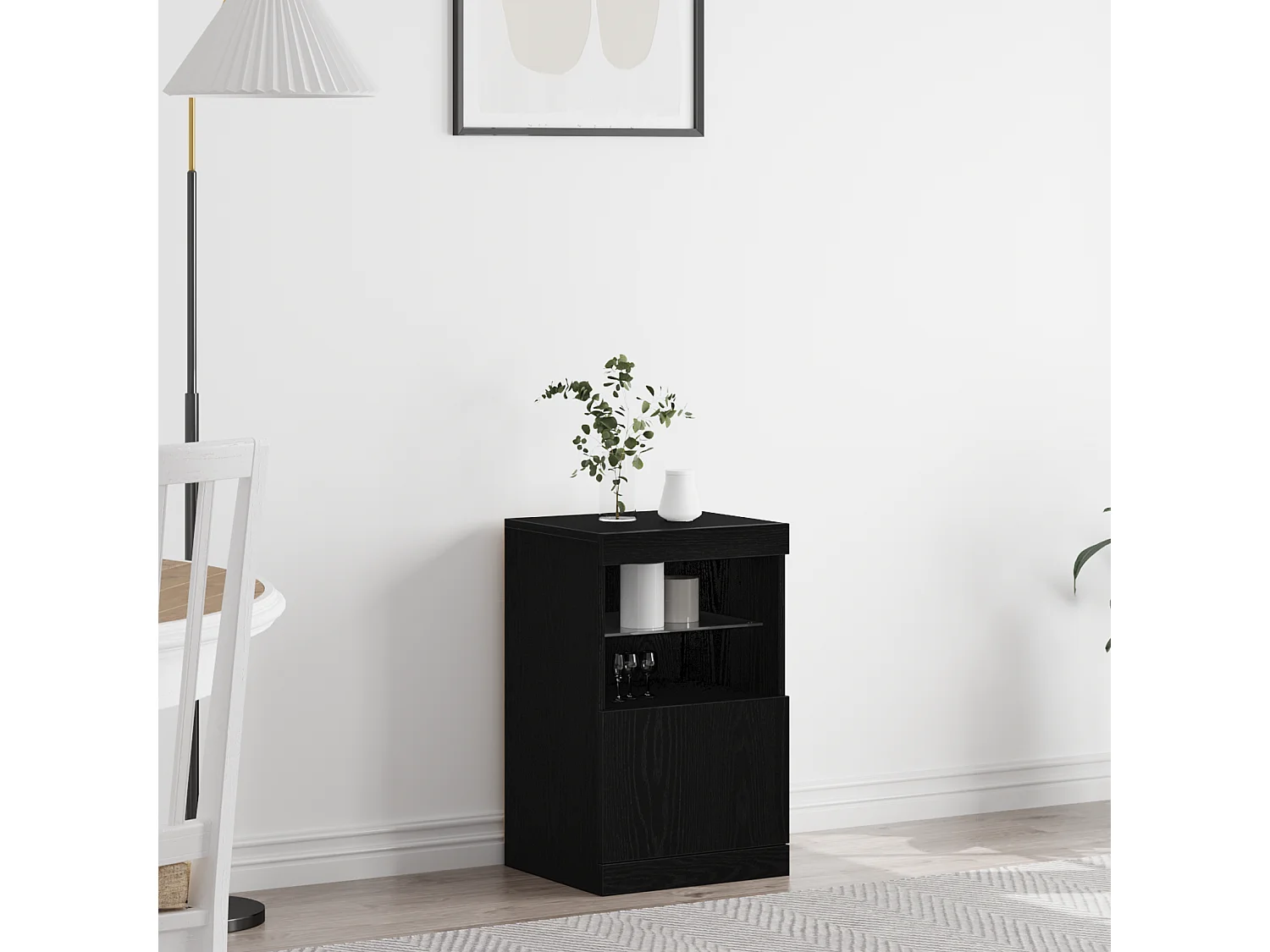 Buffet | Bahut | Meuble de rangement avec éclairage LED Chêne noir 41x37x67 cm