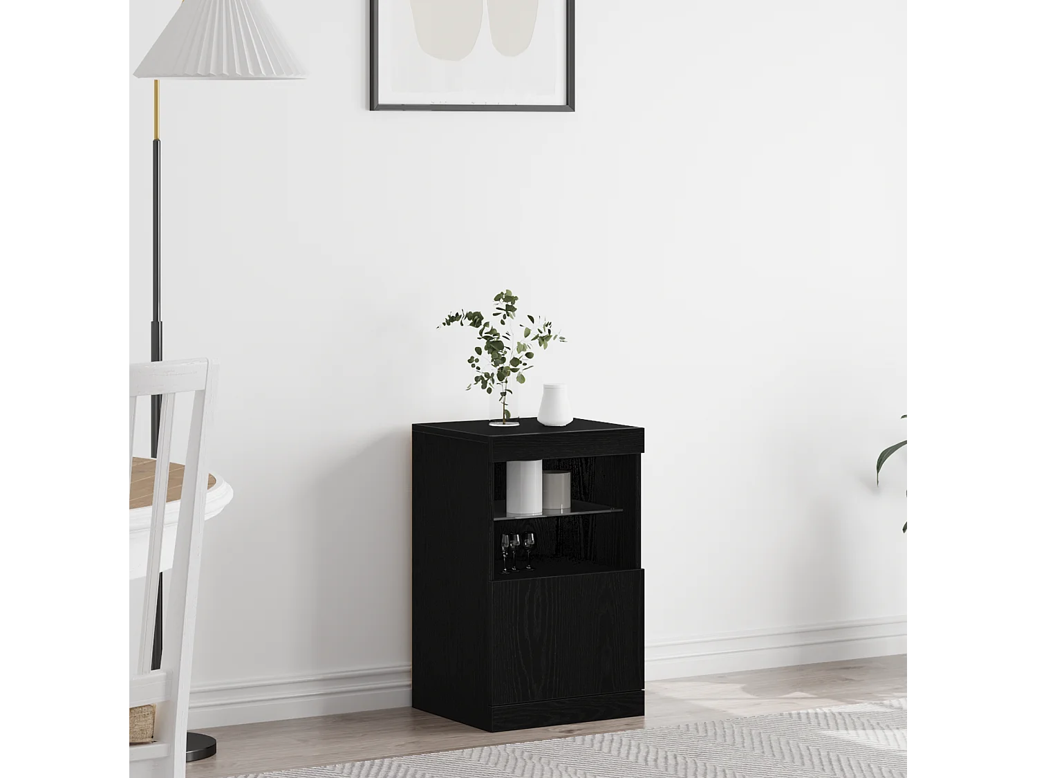 Buffet | Bahut | Meuble de rangement avec éclairage LED Chêne noir 41x37x67 cm