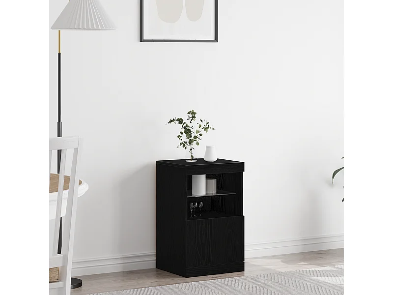 Buffet | Bahut | Meuble de rangement avec éclairage LED Chêne noir 41x37x67 cm