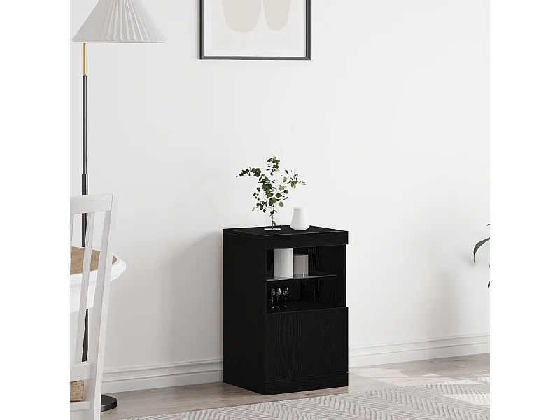 Buffet | Bahut | Meuble de rangement avec éclairage LED Chêne noir 41x37x67 cm