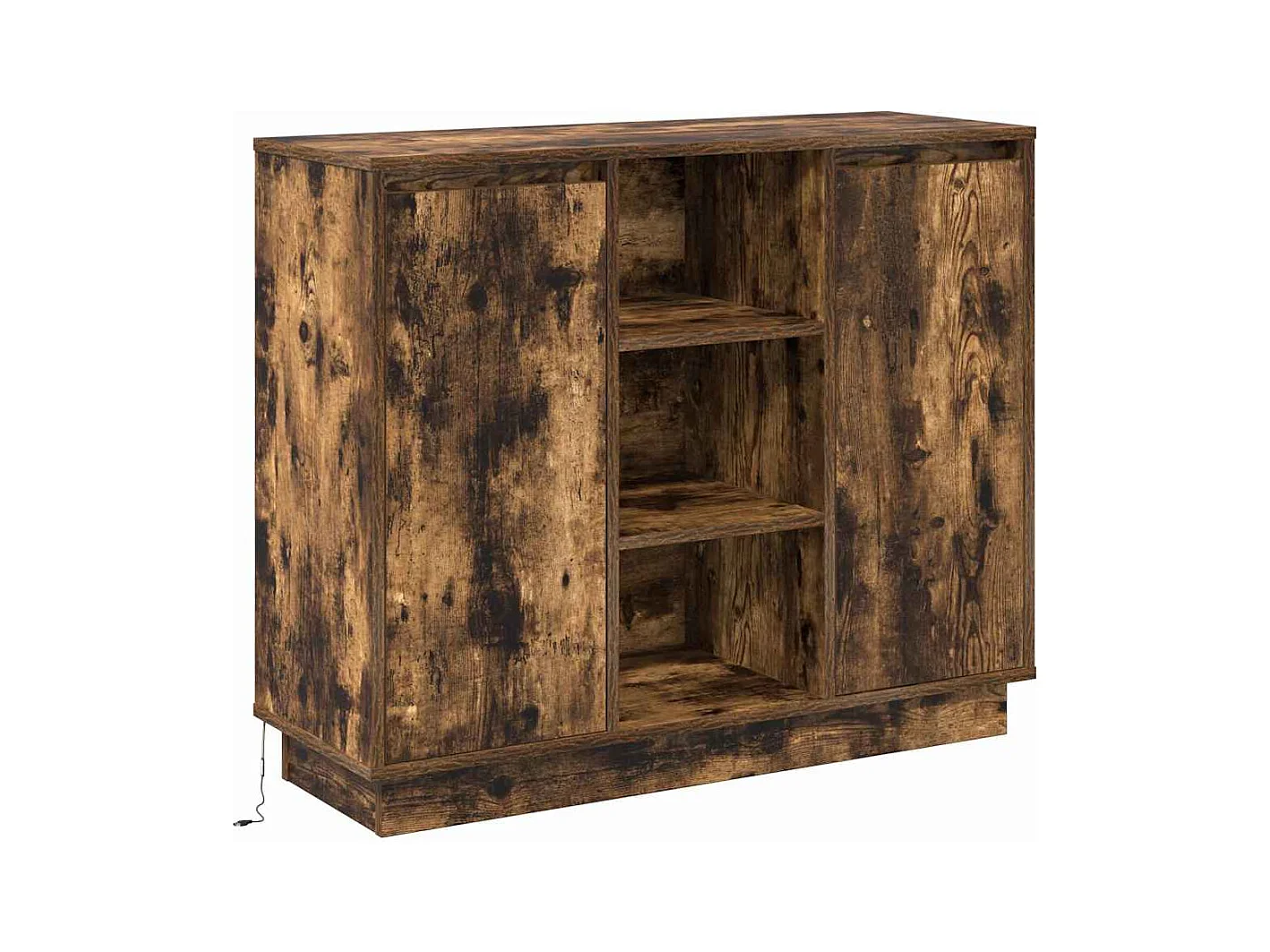 Credenza | Buffet | Armadio con LED Rovere Affumicato 90x32x75 cm Legno Compresso