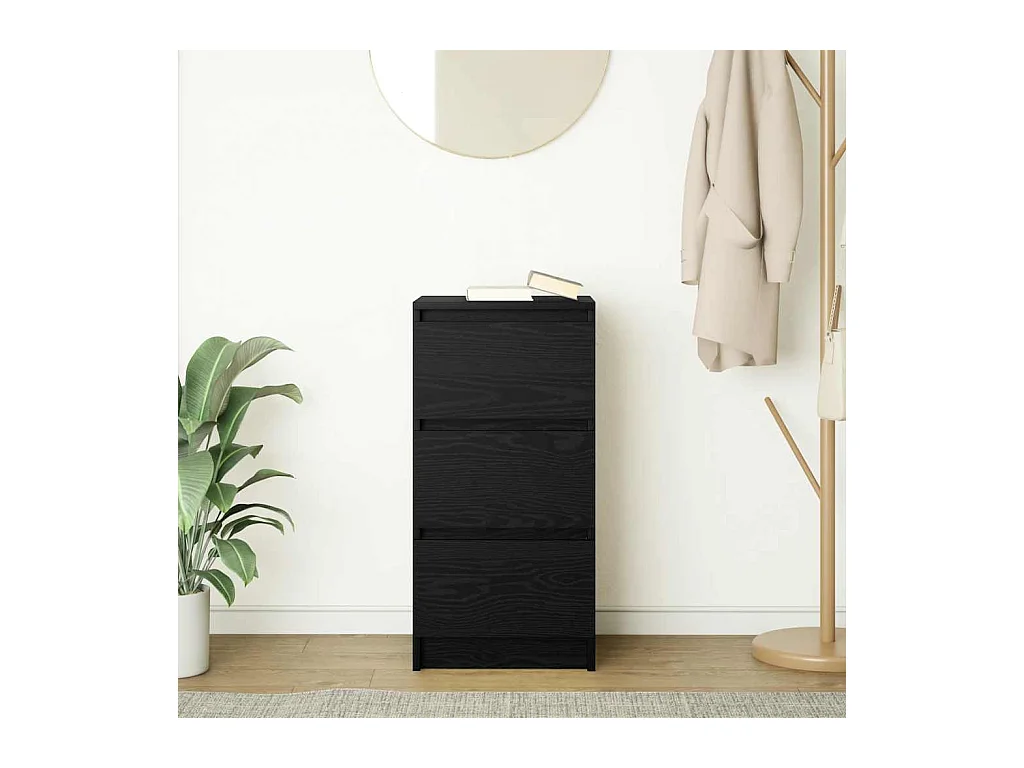 Buffet | Commode à tiroir | Meuble de rangement chêne noir 37,5x35x76 cm bois d'ingénierie