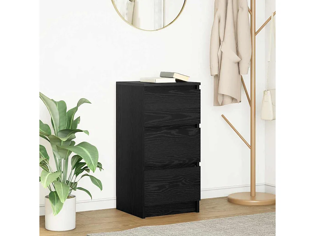 Buffet | Commode à tiroir | Meuble de rangement chêne noir 37,5x35x76 cm bois d'ingénierie