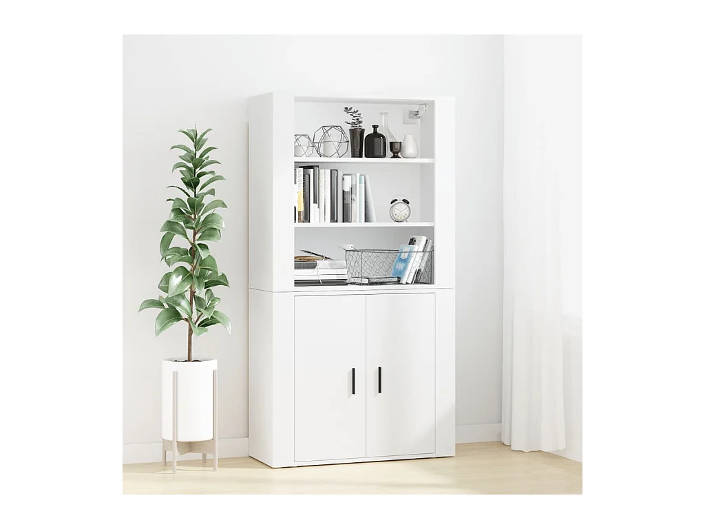 Buffet | Bahut | Meuble de rangement haut Blanc Bois d'ingénierie