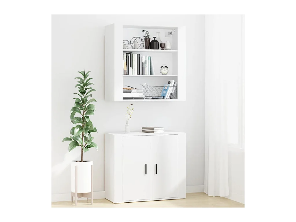 Buffet | Bahut | Meuble de rangement haut Blanc Bois d'ingénierie