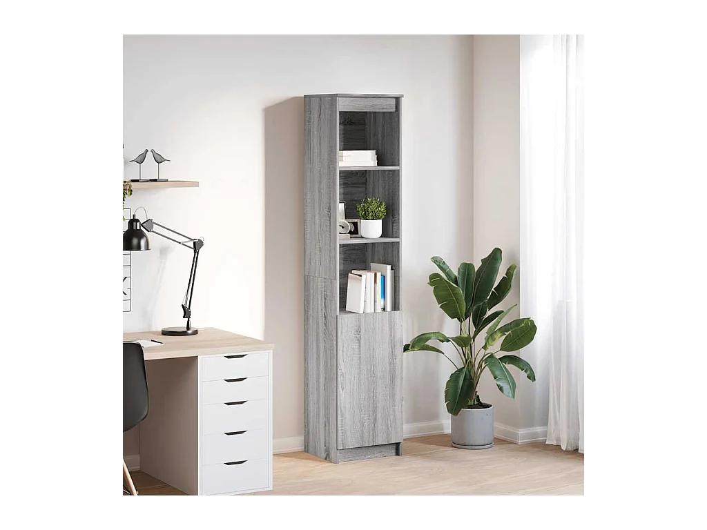 Credenza | Buffet | Armadio Grigio Sonoma 37,5x35x180 cm in Legno Multistrato