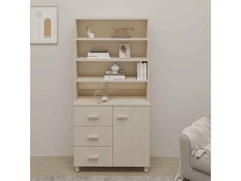 Credenza | Buffet | Armadio HAMAR in Legno Massello di Pino Marrone