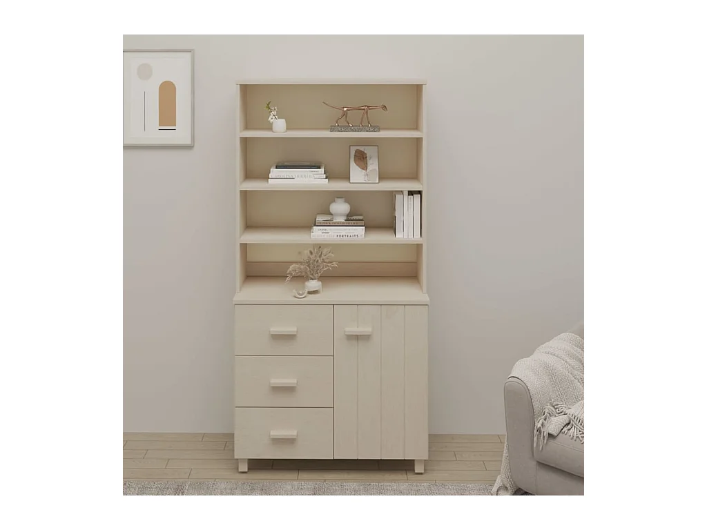 Buffet | Commode à tiroir | Meuble de rangement HAMAR Bois massif de pin Marron miel