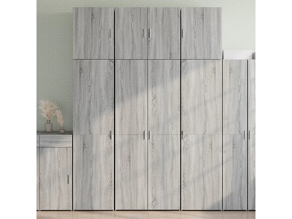 Credenza | Buffet | Armadio Grigio Sonoma 80x42,5x249 cm in Legno Multistrato