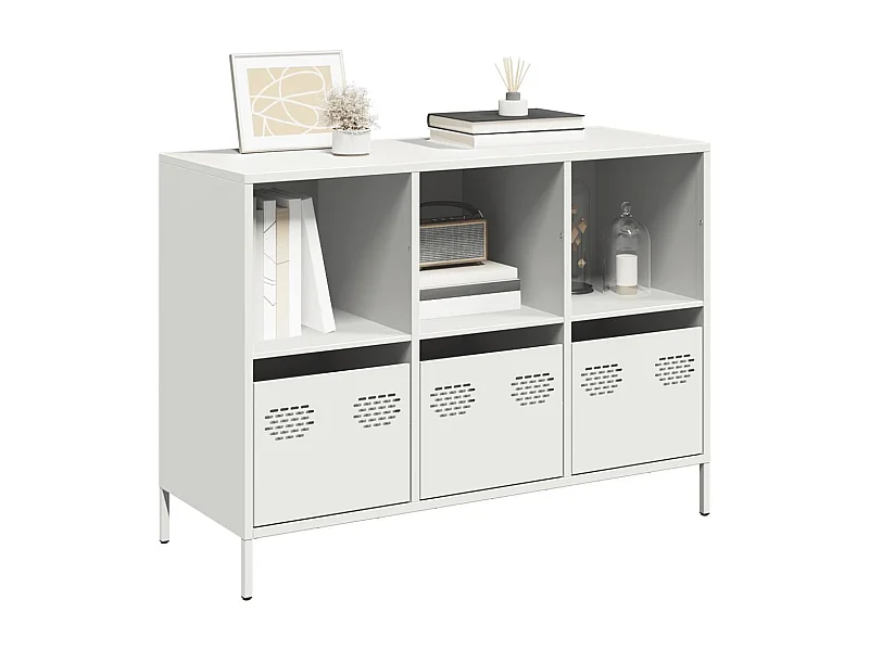 Credenza | Buffet | Armadio Bianca 101,5x39x73,5 cm in Acciaio Laminato a Freddo