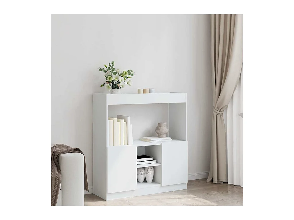 Credenza | Buffet | Armadio Bianca 92x33x100 cm in Legno Multistrato