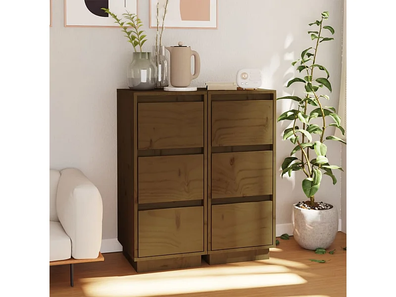 Credenze | Buffet | Armadi 2 pz Ambra 32x34x75 cm in Legno Massello di Pino
