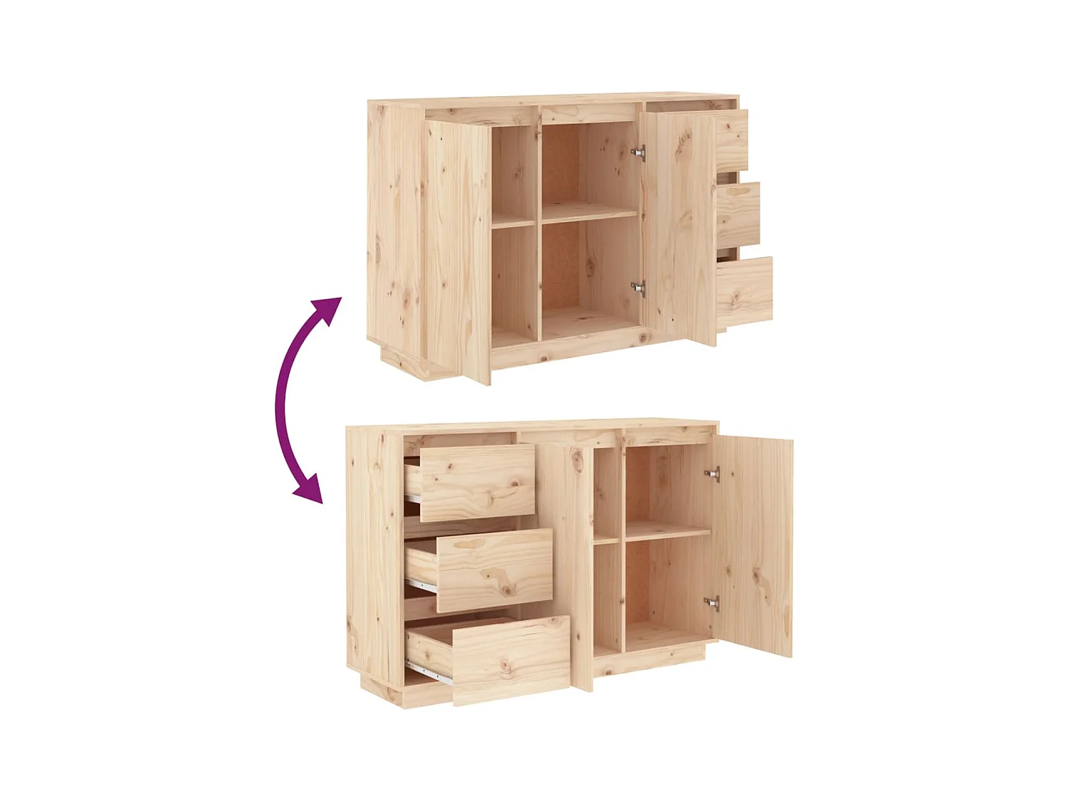 Buffet | Commode à tiroir | Meuble de rangement 111x34x75 cm Bois massif de pin