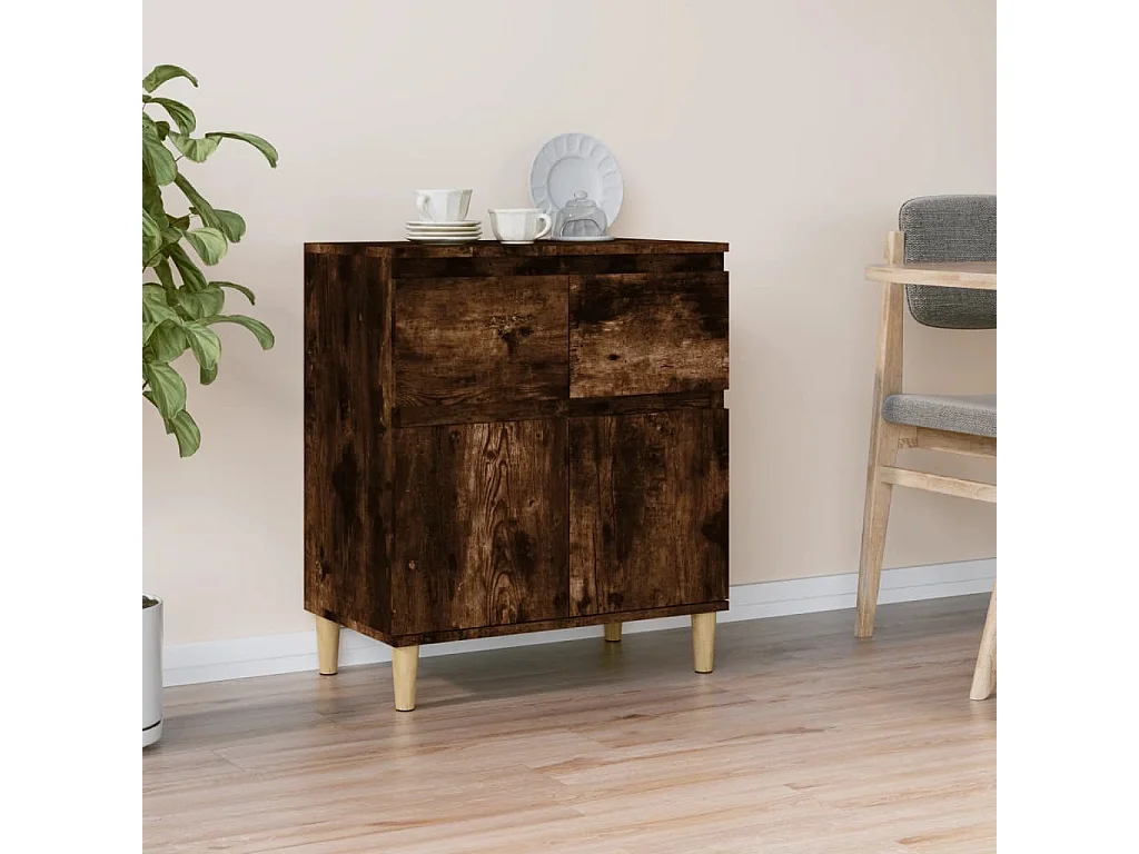 Buffet | Bahut | Meuble de rangement Chêne fumé 60x35x70 cm Bois d'ingénierie