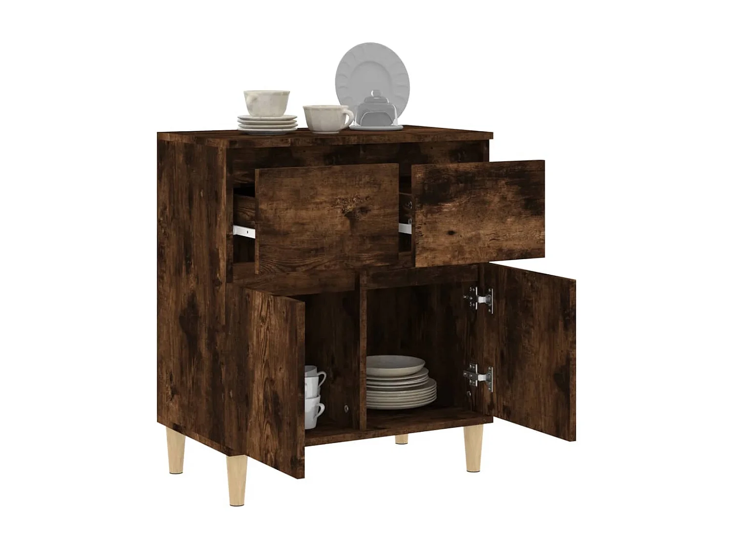 Buffet | Bahut | Meuble de rangement Chêne fumé 60x35x70 cm Bois d'ingénierie