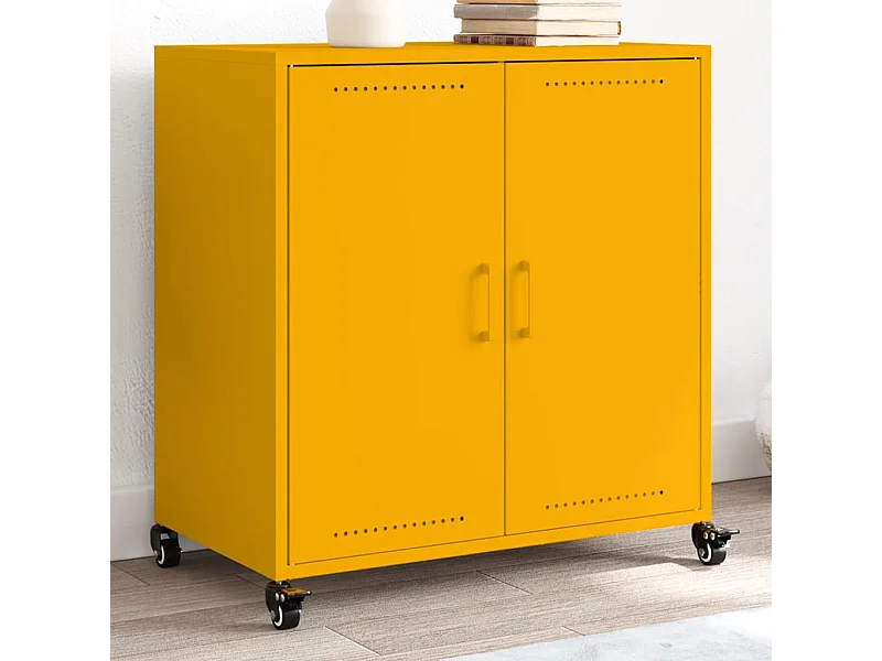 Buffet | Bahut | Meuble de rangement jaune moutarde 68x39x72 cm acier
