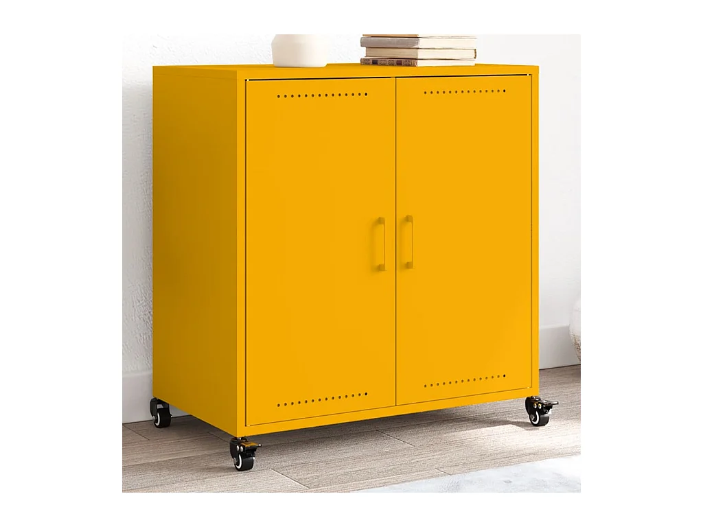Buffet | Bahut | Meuble de rangement jaune moutarde 68x39x72 cm acier