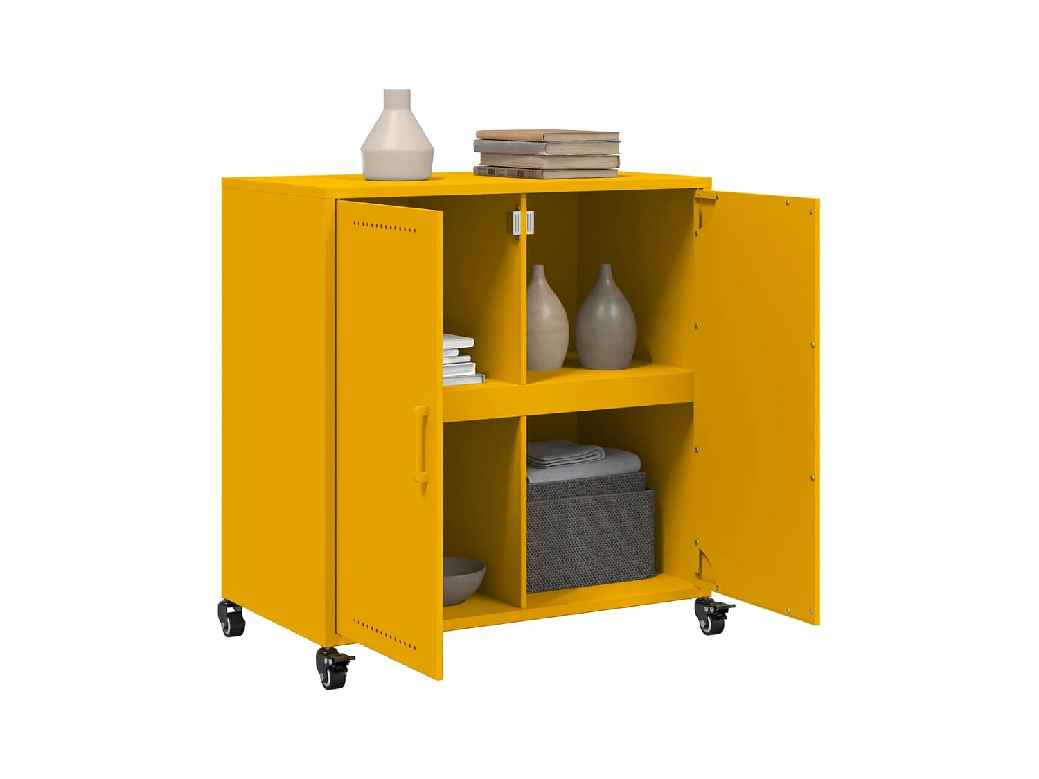 Buffet | Bahut | Meuble de rangement jaune moutarde 68x39x72 cm acier