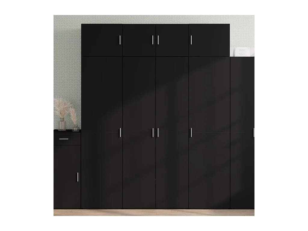 Buffet | Bahut | Meuble de rangement haut noir 80x42,5x185 cm bois d'ingénierie