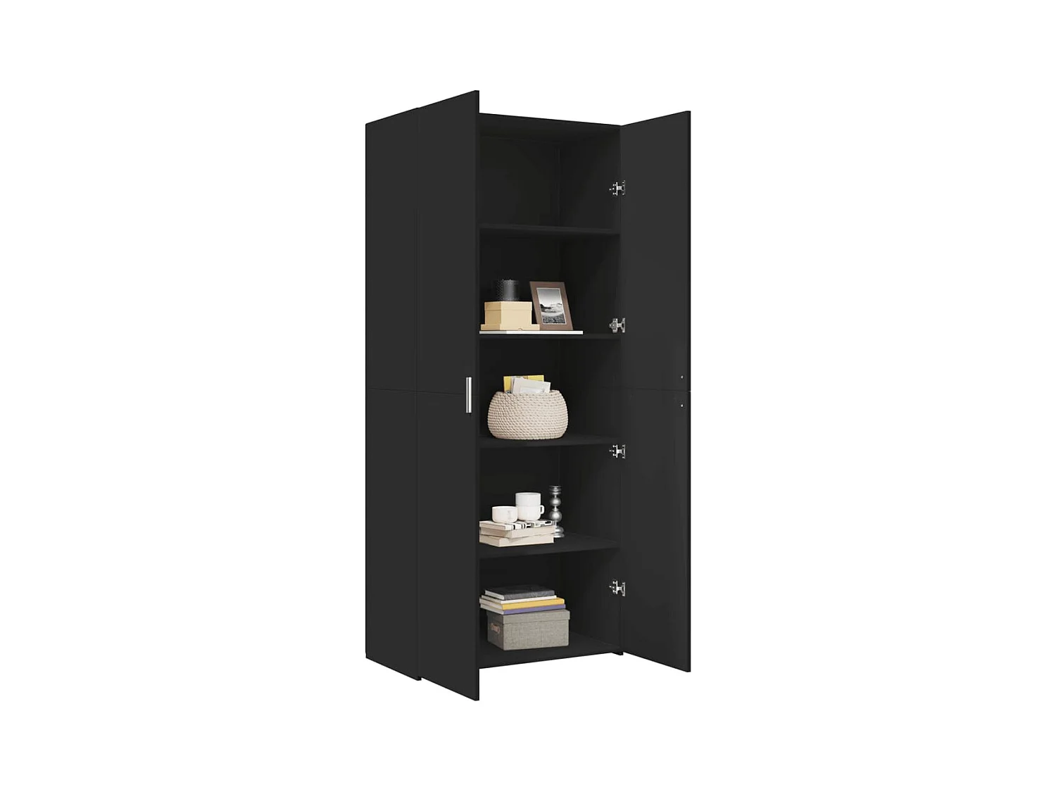 Buffet | Bahut | Meuble de rangement haut noir 80x42,5x185 cm bois d'ingénierie