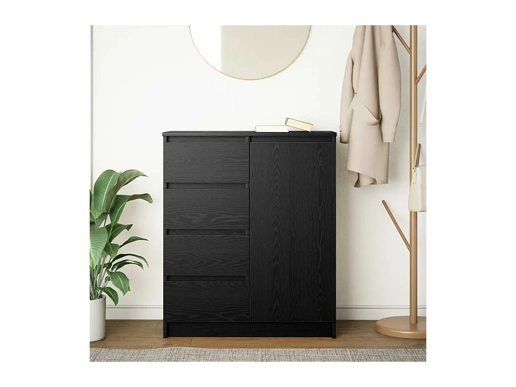 Buffet | Commode à tiroir | Meuble de rangement avec tiroirs chêne noir 71x35x84 cm bois d'ingénierie