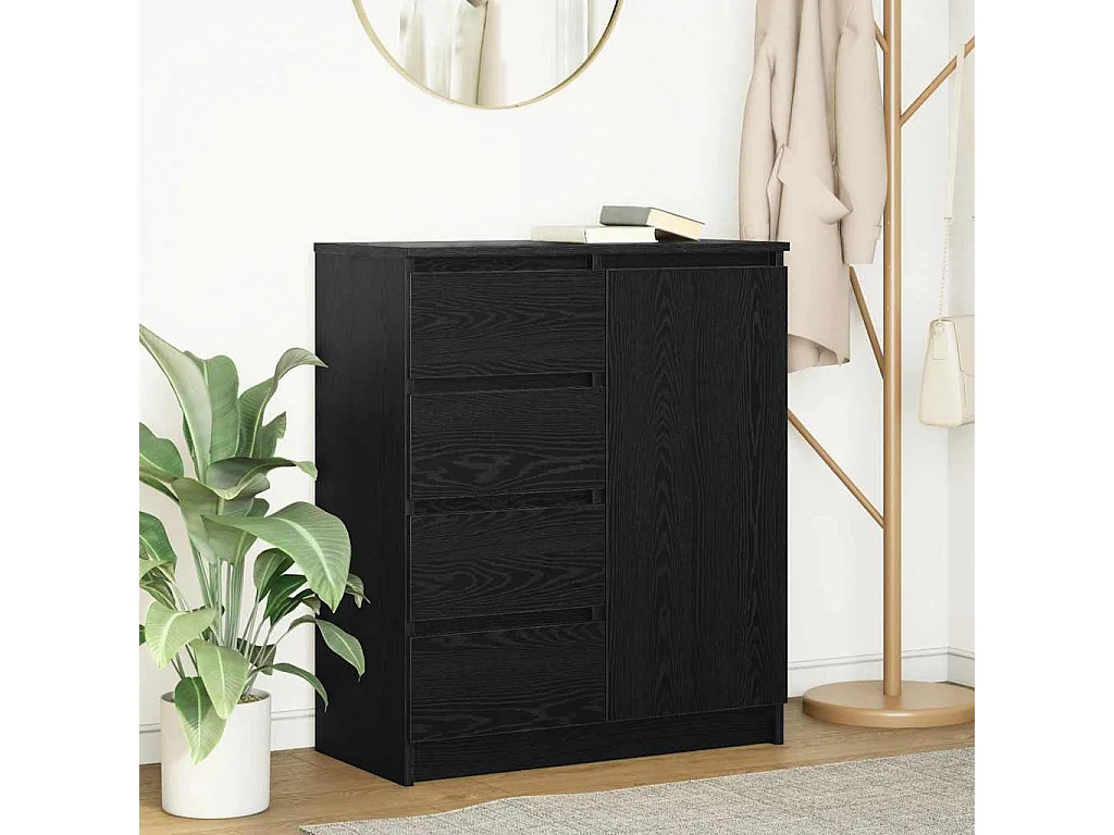 Buffet | Commode à tiroir | Meuble de rangement avec tiroirs chêne noir 71x35x84 cm bois d'ingénierie