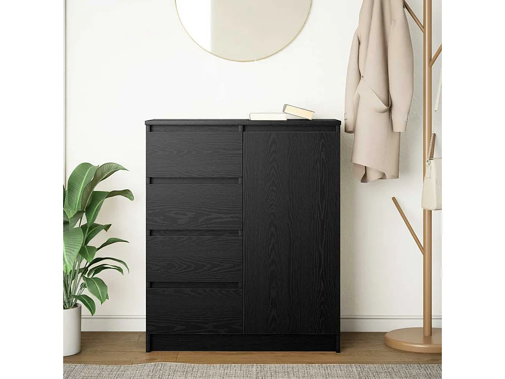 Buffet | Commode à tiroir | Meuble de rangement avec tiroirs chêne noir 71x35x84 cm bois d'ingénierie