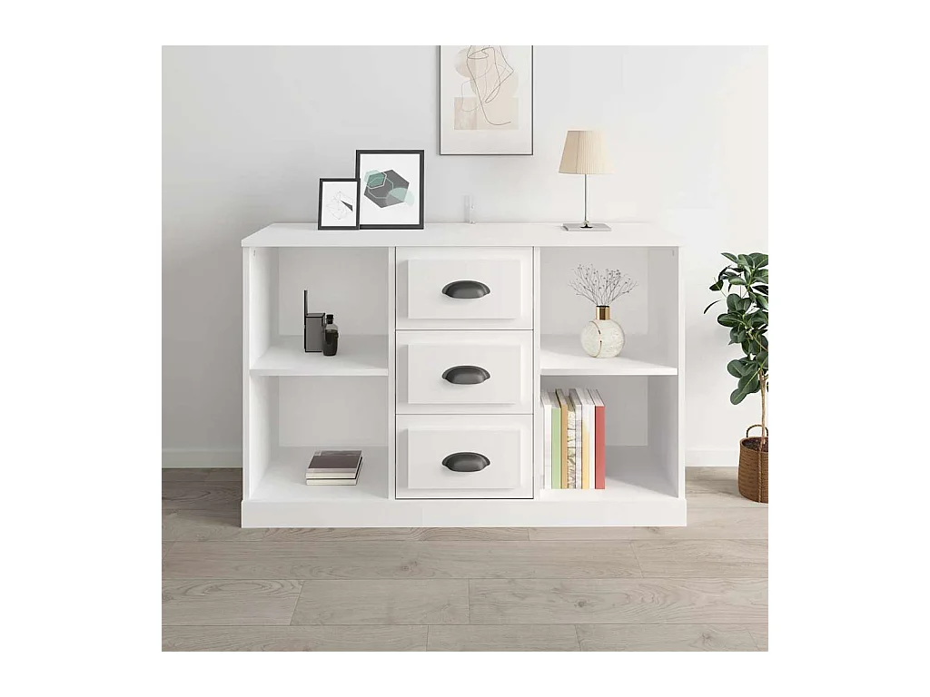 Credenza | Buffet | Armadio Bianca 104,5x35,5x67,5 cm in Legno Multistrato