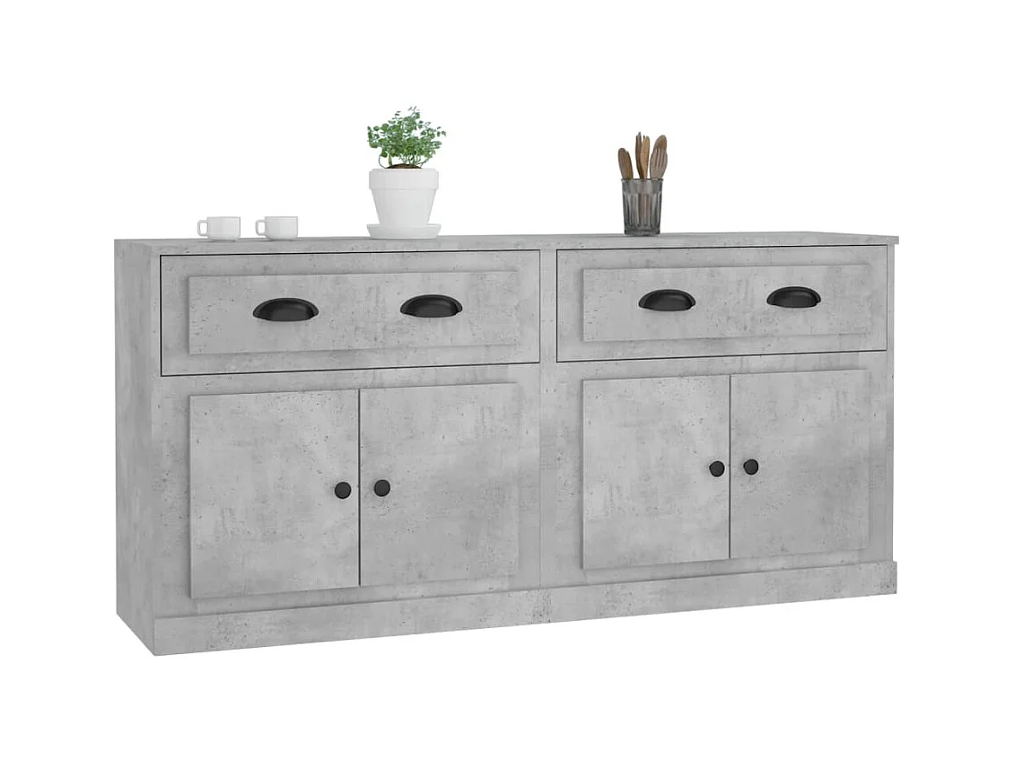 Buffets | Bahuts | Meuble de rangement 2 pcs gris béton bois d'ingénierie