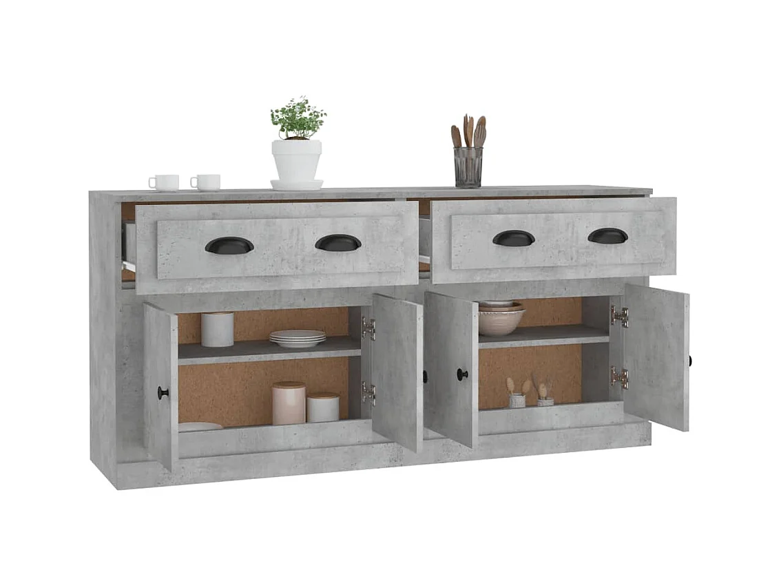 Buffets | Bahuts | Meuble de rangement 2 pcs gris béton bois d'ingénierie