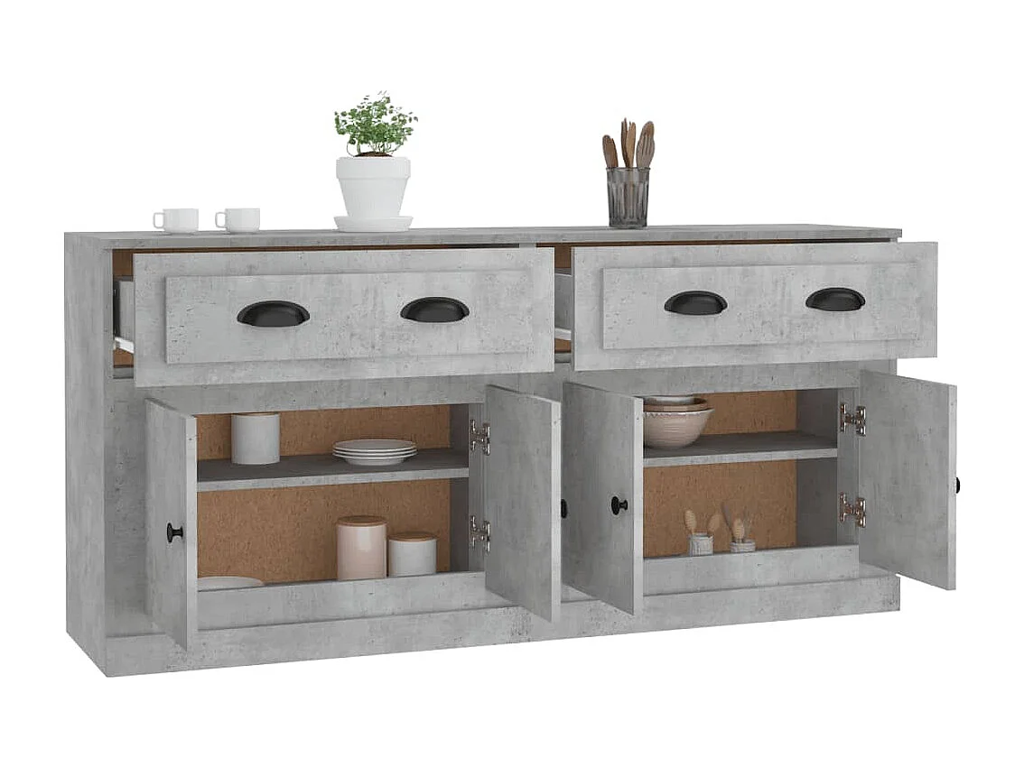 Buffets | Bahuts | Meuble de rangement 2 pcs gris béton bois d'ingénierie