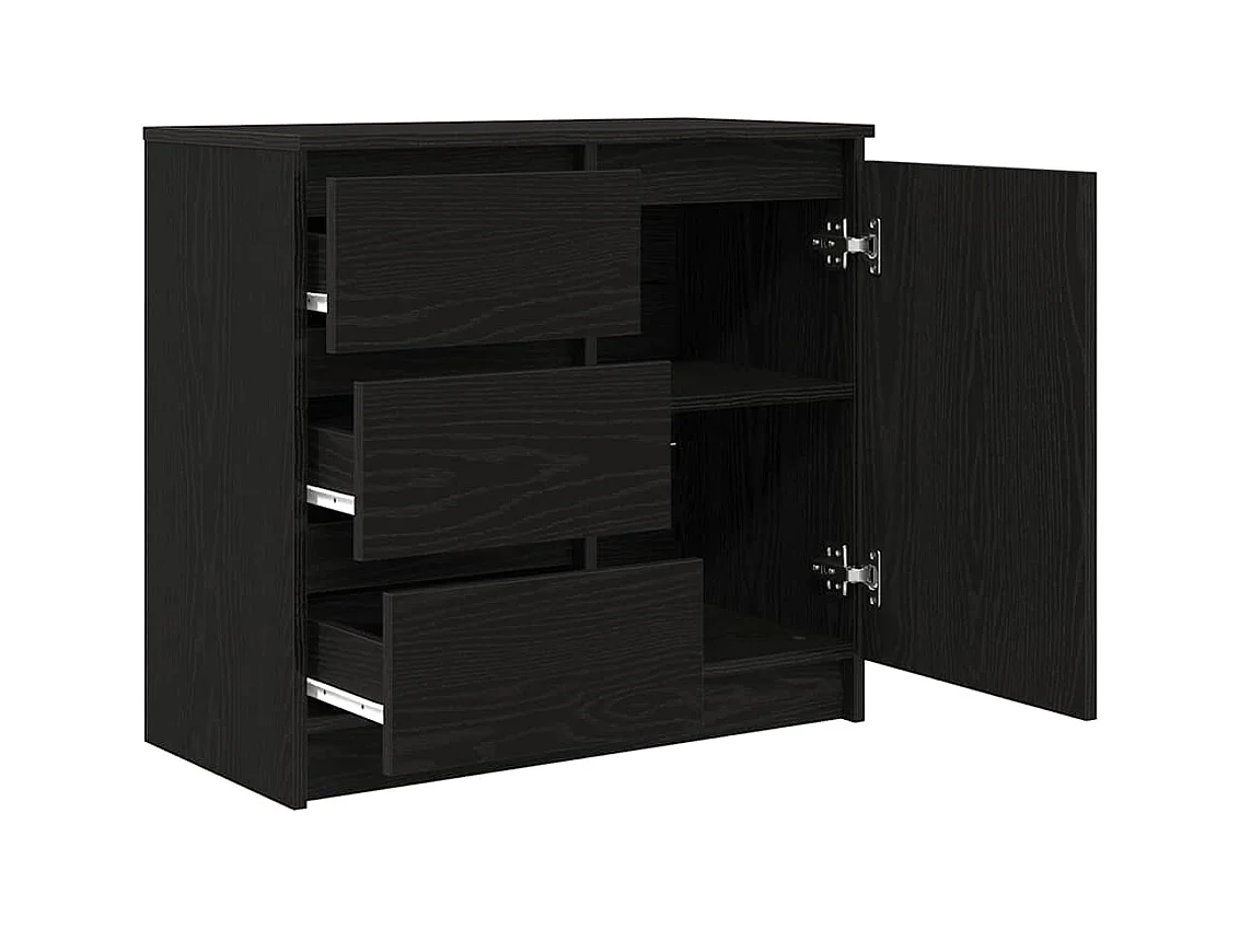 Buffet | Commode à tiroir | Meuble de rangement avec tiroir chêne noir 71x35x65 cm bois d'ingénierie