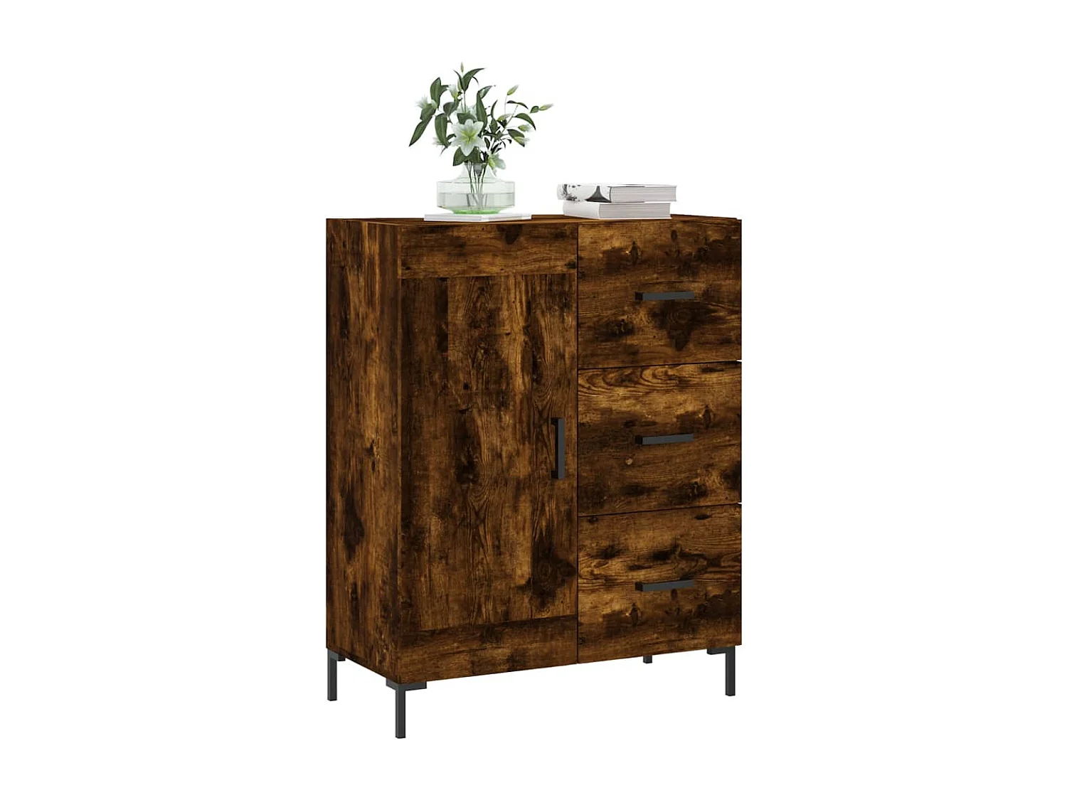 Buffet | Bahut | Meuble de rangement chêne fumé 69,5x34x90 cm bois d'ingénierie