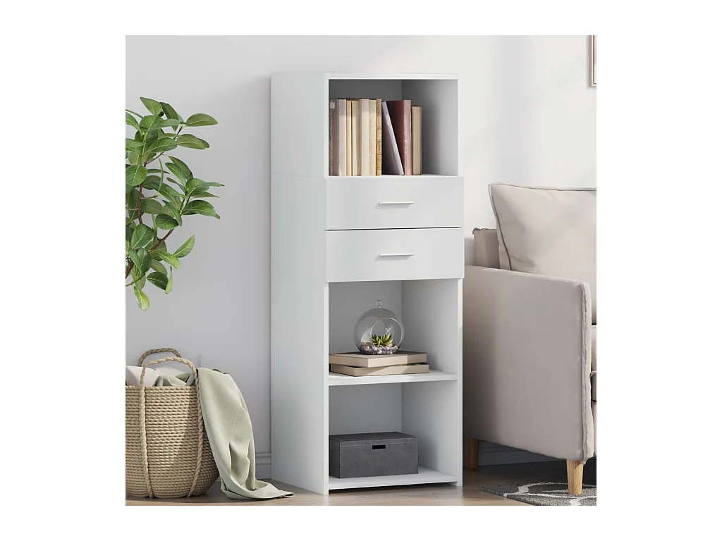 Credenza | Buffet | Armadio Bianca 45x42,5x124 cm in Legno Multistrato