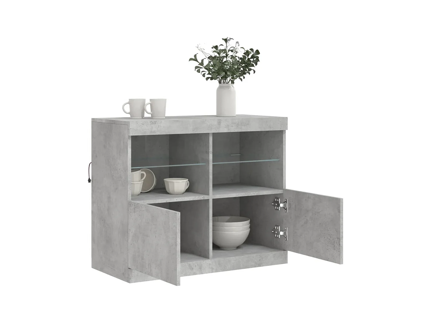 Buffet | Bahut | Meuble de rangement avec lumières LED gris béton 81x37x67 cm