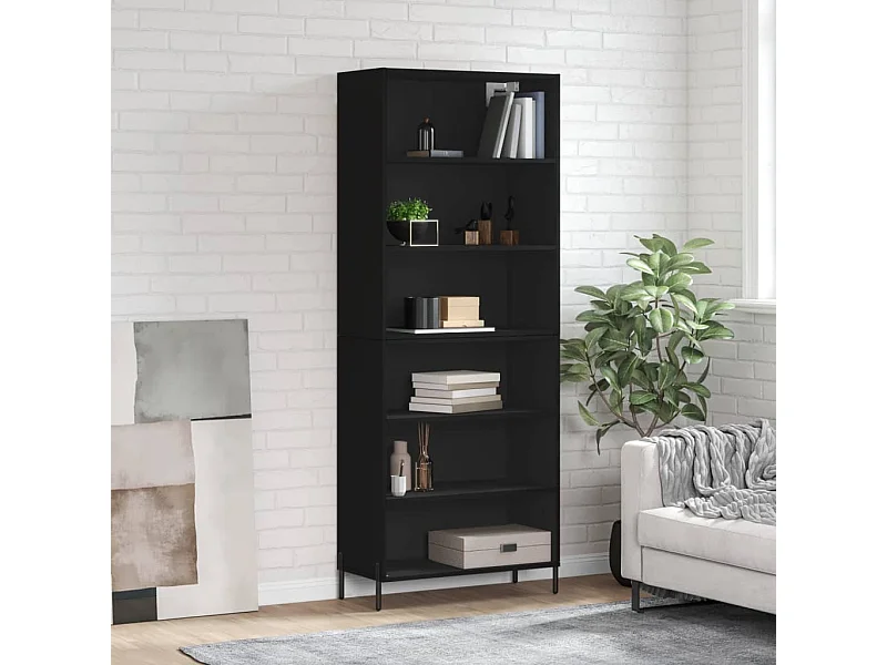 Buffet | Bahut | Meuble de rangement noir 69,5x32,5x180 cm bois d'ingénierie