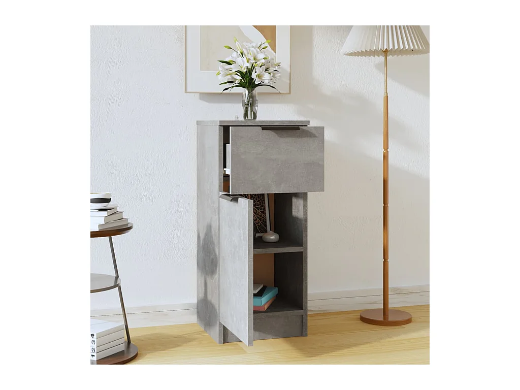Buffet | Commode à tiroir | Meuble de rangement Gris béton 30x30x70 cm Bois d'ingénierie