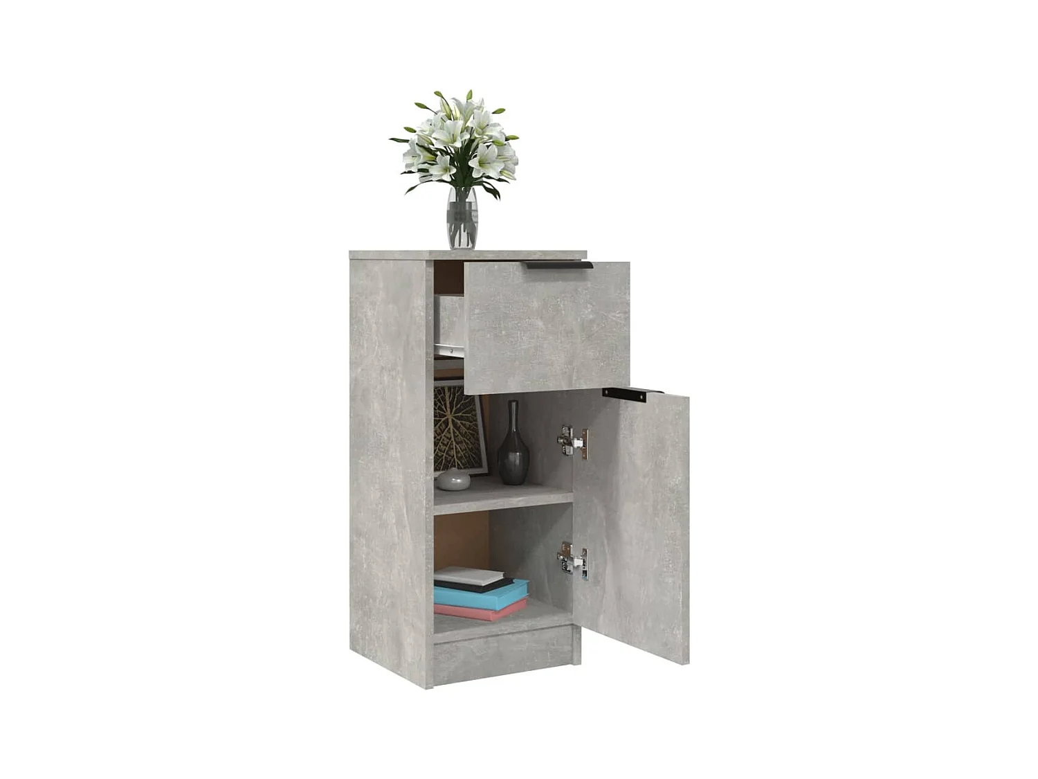Buffet | Commode à tiroir | Meuble de rangement Gris béton 30x30x70 cm Bois d'ingénierie