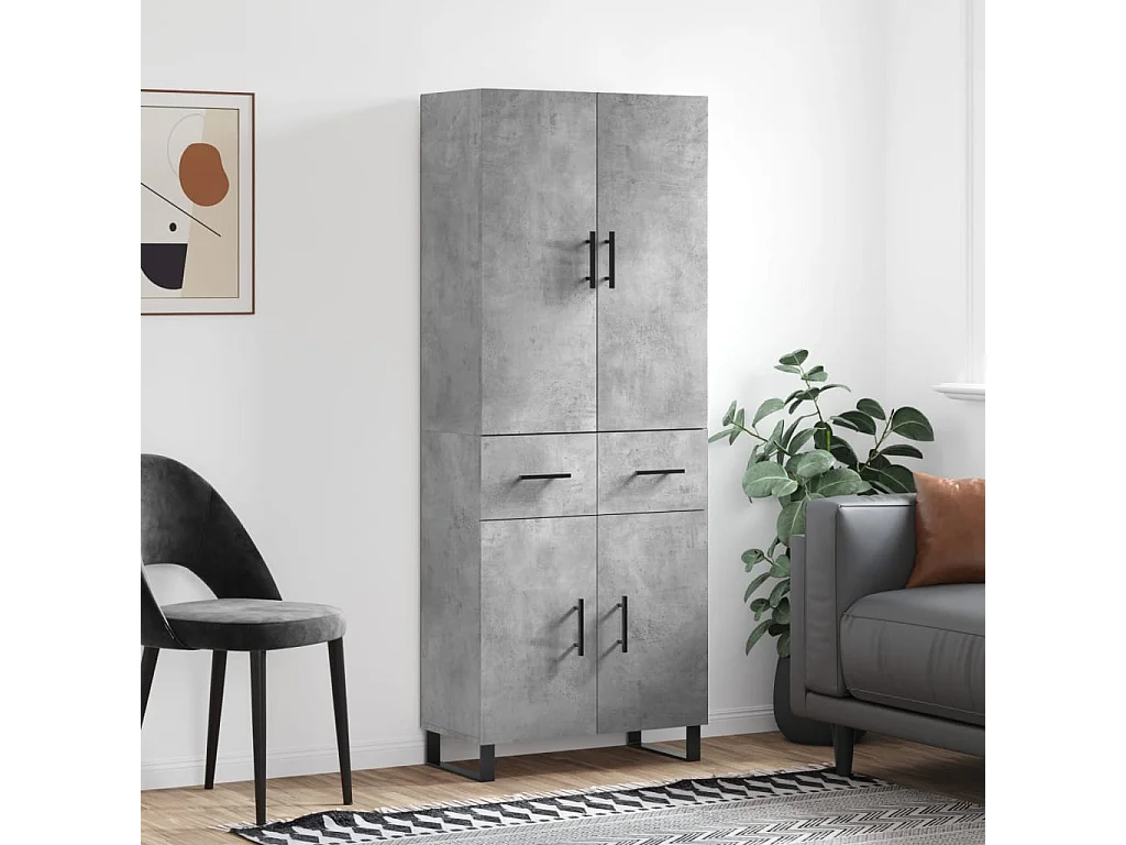 Credenza | Buffet | Armadio Grigio Cemento 69,5x34x180 cm in Legno Multistrato