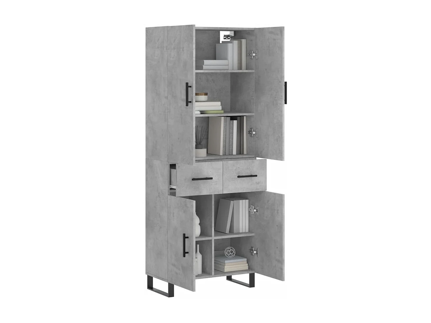 Credenza | Buffet | Armadio Grigio Cemento 69,5x34x180 cm in Legno Multistrato