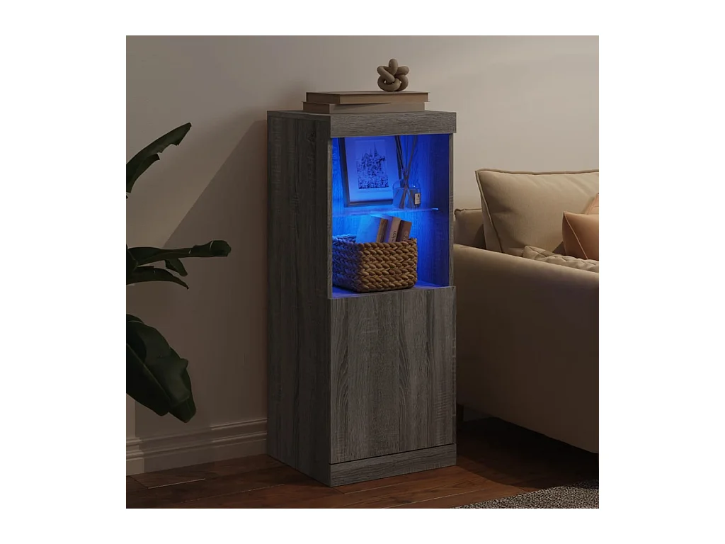 Buffet | Bahut | Meuble de rangement avec lumières LED sonoma gris 41x37x100 cm