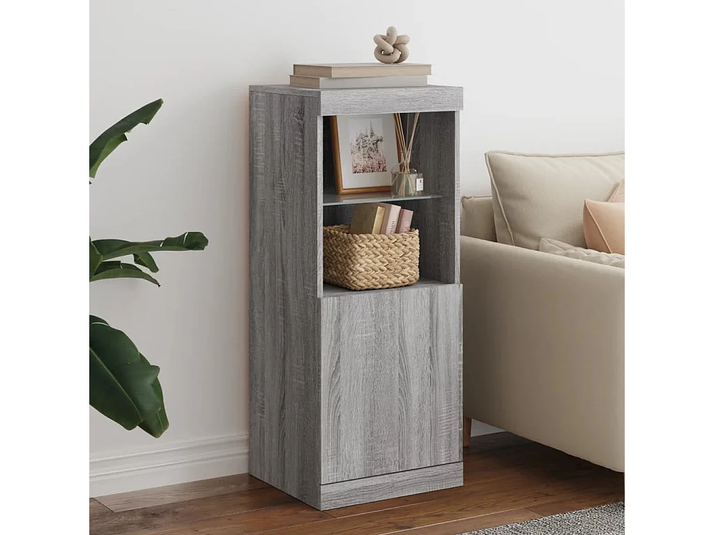 Buffet | Bahut | Meuble de rangement avec lumières LED sonoma gris 41x37x100 cm