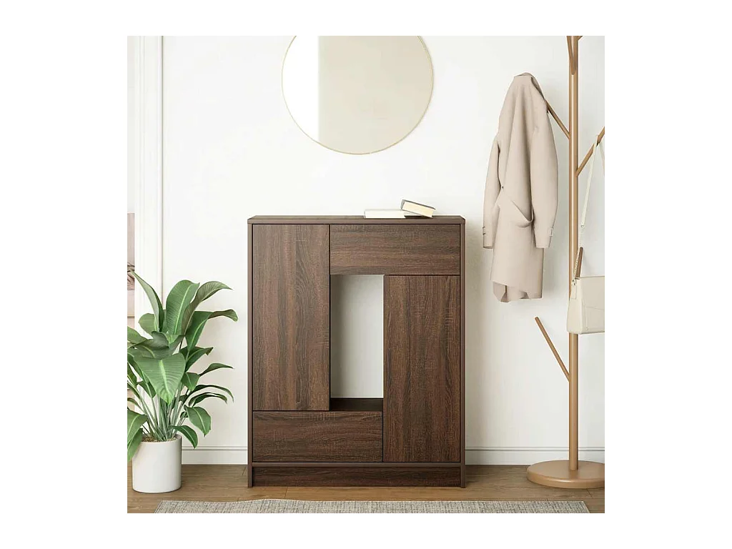 Credenza | Buffet | Armadio con Cassetti e Ante Rovere Marrone 73x31x90 cm