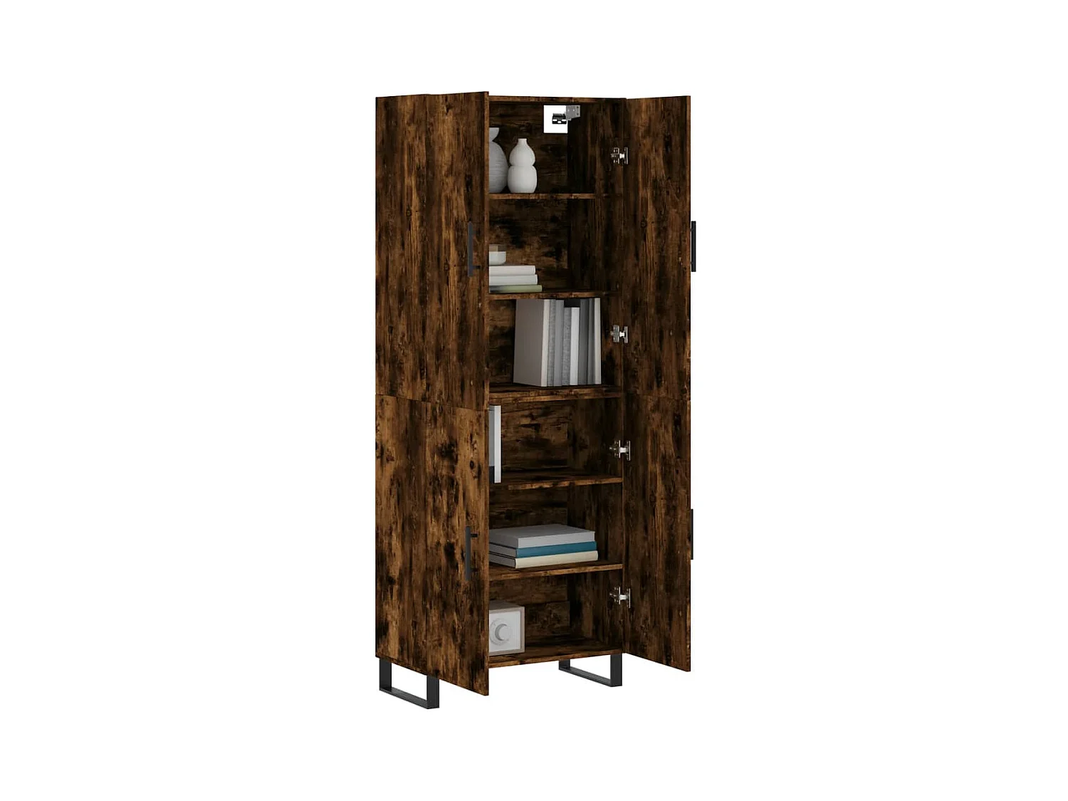 Buffet | Bahut | Meuble de rangement haut Chêne fumé 69,5x34x180 cm Bois d'ingénierie